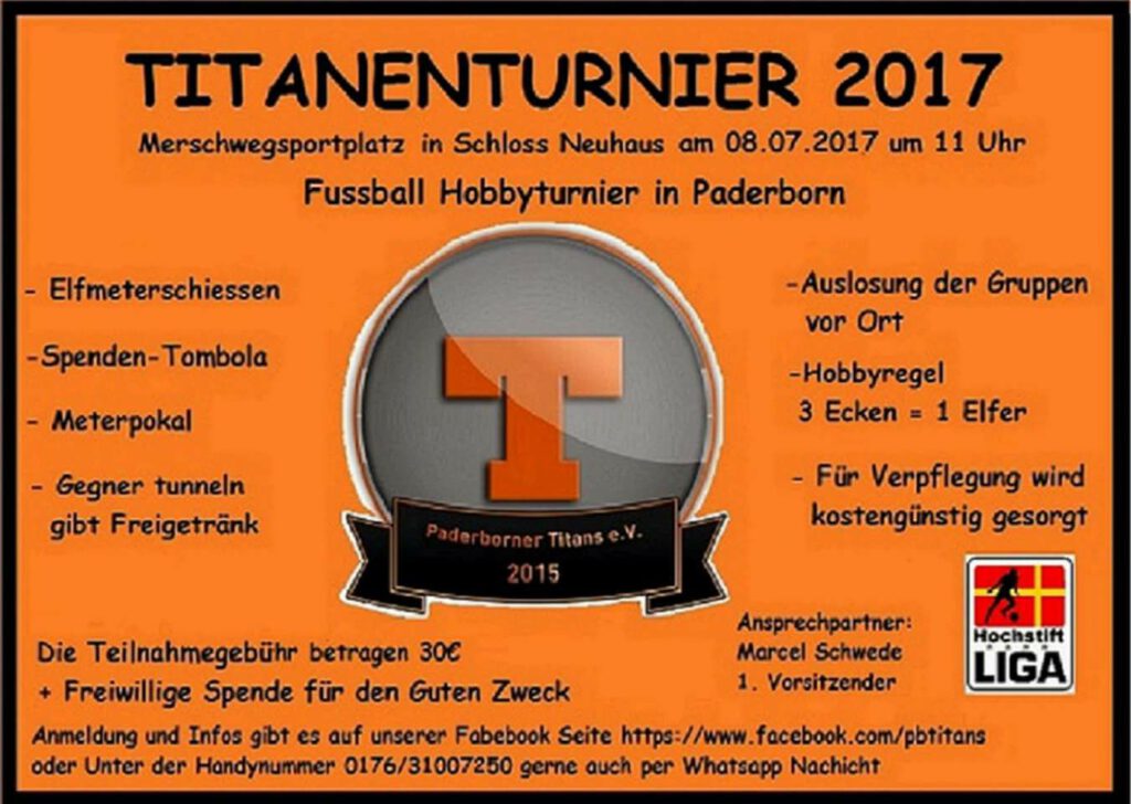 Das Titanenturnier 2017. Veranstaltet durch die Paderborner Titans.