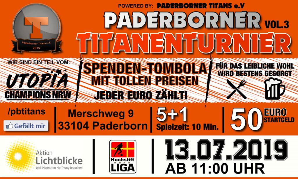 Das ist ein Plakat vom Titanenturnier der Paderborner Titans aus dem Jahre 2019.